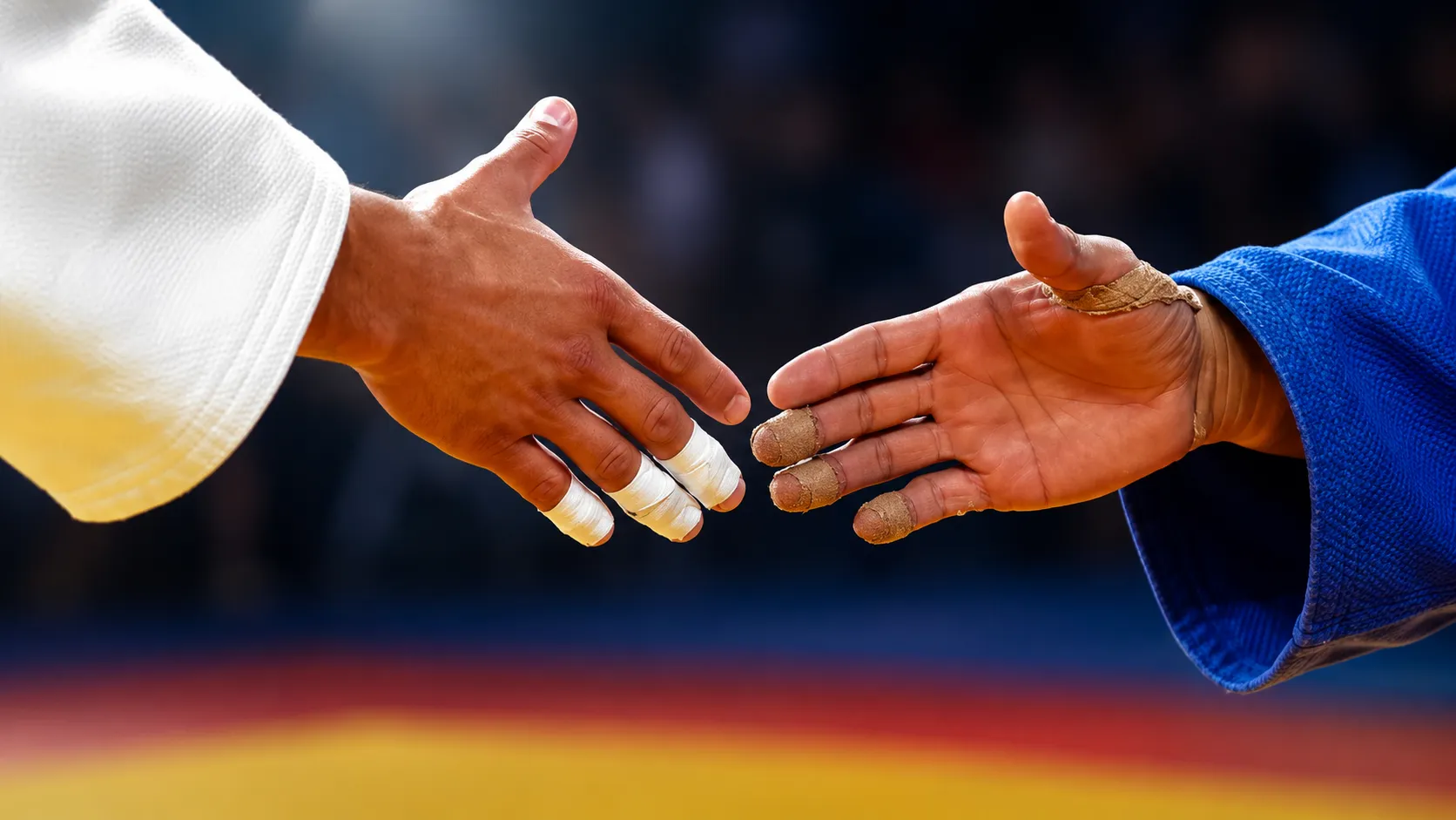 Deux judokas se saluant sur le tatami, symbole du respect au cœur du judo